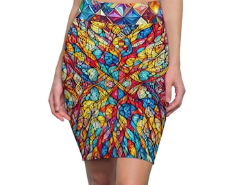 Multi Colored Abstract Pattern Women's Pencil Skirt | All-Over Print