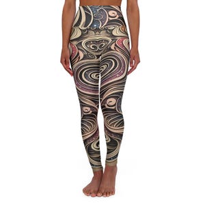 Yoga Leggings, Exotic Swirls Design, Workout Pants, Fitness Leggings, Athletic Tights, Active Wear, Yoga Apparel