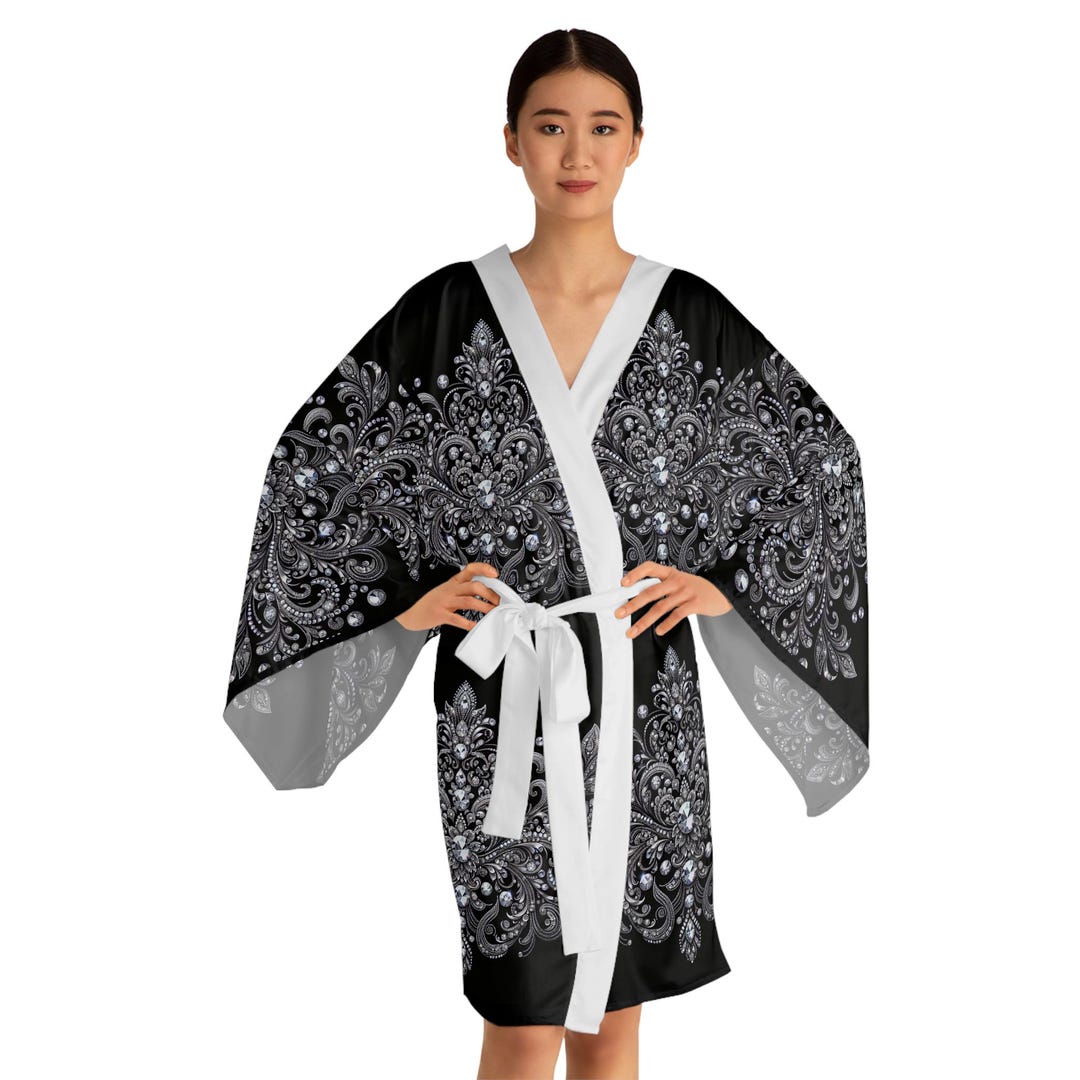 Japanese Robe Styles Elegant Kimono Robe, Japanese Style Lounge Wear, Flowy Bathrobe ...