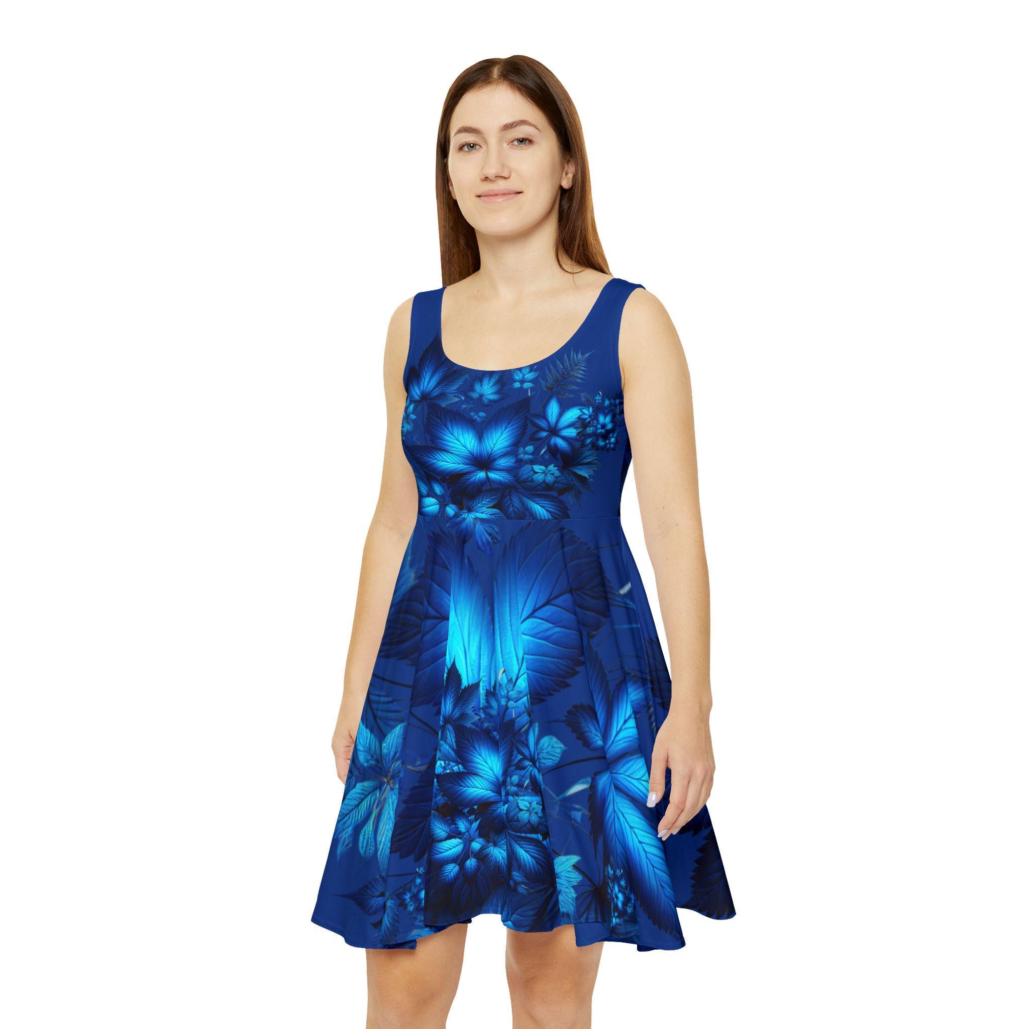 royal blue skater dress with sleeves Blue Skater Dress - Pleated Bell Sleeve Dress - Surplice Dress