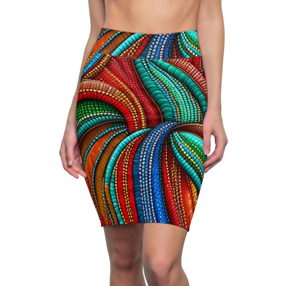 Multicolored Tweed Pencil Skirt | All-over Print - Etsy display picture 1