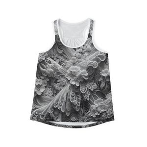 Blusa regata feminina elegante com renda floral, sem mangas, ideal para o verão.