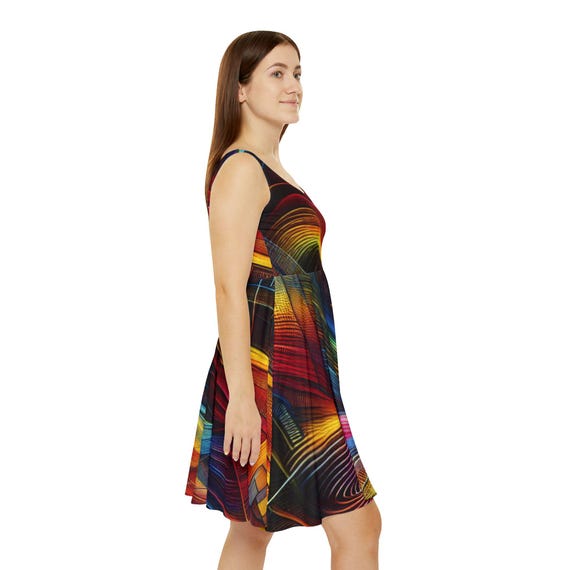 knee length dresses for ladies Cutout Abstract Print A Line Dress – Ashley Stewart main image 1