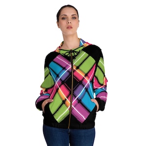 Colorful Plaid Zip-Up Hoodie: Tartan Checkered Sweatshirt
