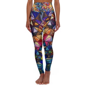 Yoga Leggings, Multicolored Stones Pattern, Workout Pants, Fitness Leggings, Stretchy Athletic Tights, Gym Fashion