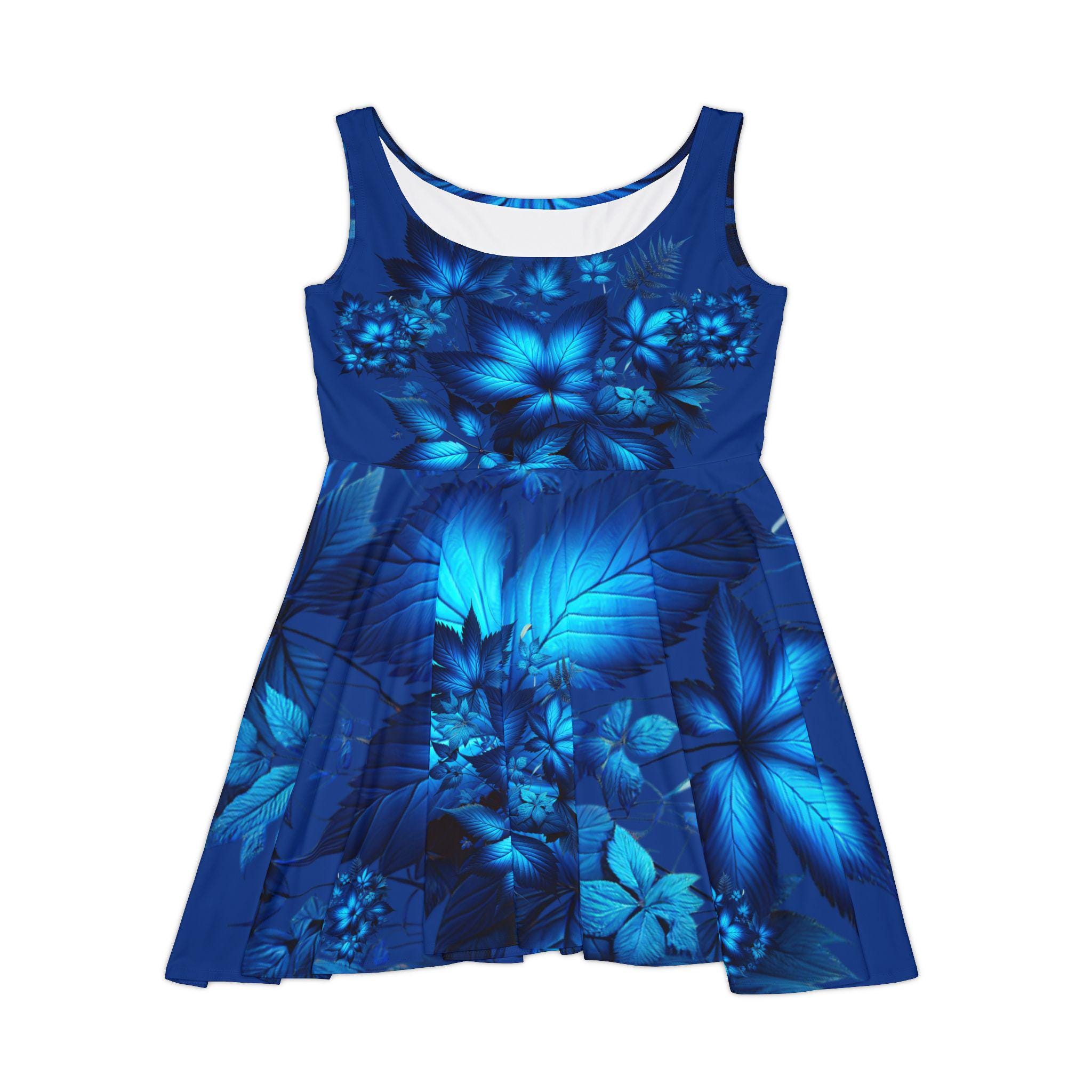 royal blue skater dresses Royal Blue Floral Skater Dress | All-over Print