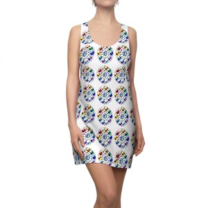 Colorful Circles Racerback Dress: Vibrant Sleeveless Summer Beachwear