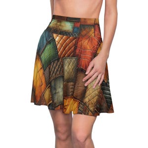 Chic Leather Patchwork Pattern Women's Skater Skirt
