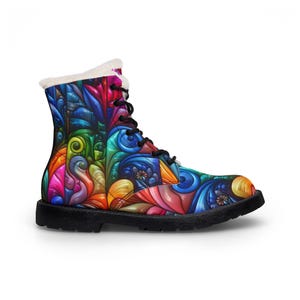 Neon Exotische Patchwork Stiefel | Frauen Fell Leder Stiefel