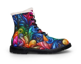 Botas exóticas de patchwork neón / Botas de piel y pelo para mujer