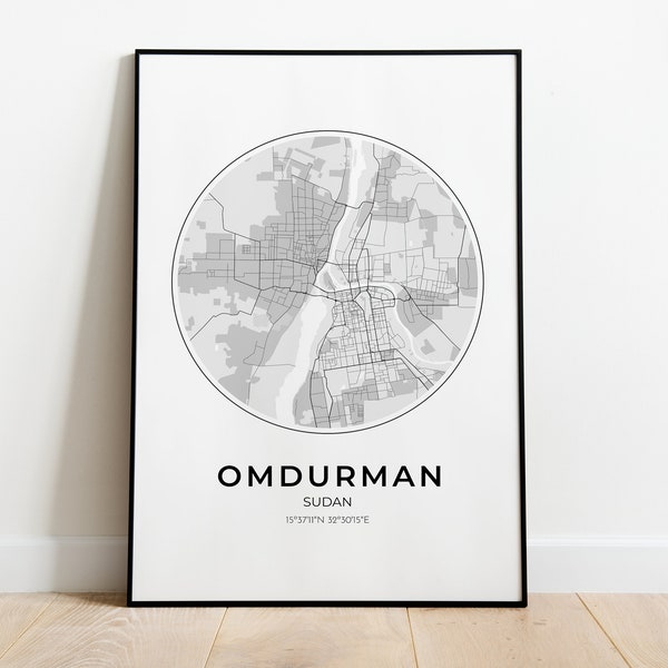 Omdurman Map Poster, Omdurman Map Print, Omdurman City Map Print, Omdurman Gift, Sudan Gift, Sudan Map Print