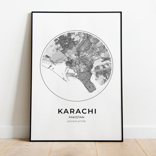 Karachi Map Poster, Karachi Map Print, Karachi City Map Print, Karachi Gift, Pakistan Gift, Pakistan Map Print