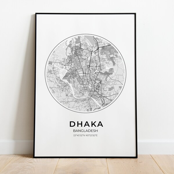 Dhaka Map Poster, Dhaka Map Print, Dhaka City Map Print, Dhaka Gift, Bangladesh Gift, Bangladesh Map Print