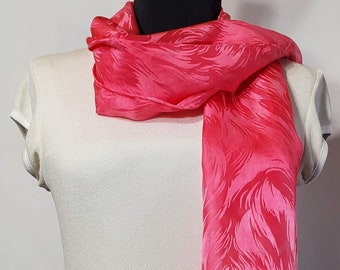 Fuchsia Pink Jacquard Scarf  |  11 x 60 inches  |  100% Silk  |  Hand Dyed Hand Painted  | Flare Pattern  |  Magenta