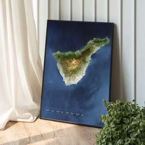Satellite Image of Tenerife Wall Art - Aerial Photography of Tenerife, Canary Islands | Premium matte Poster