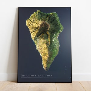 3D Satellite Earth View Wall Art - Aerial Space Photography of La Palma Island | Premium matte Poster