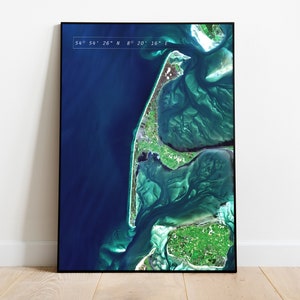 Premium Poster of the Island of Sylt | Satellite Wall Art