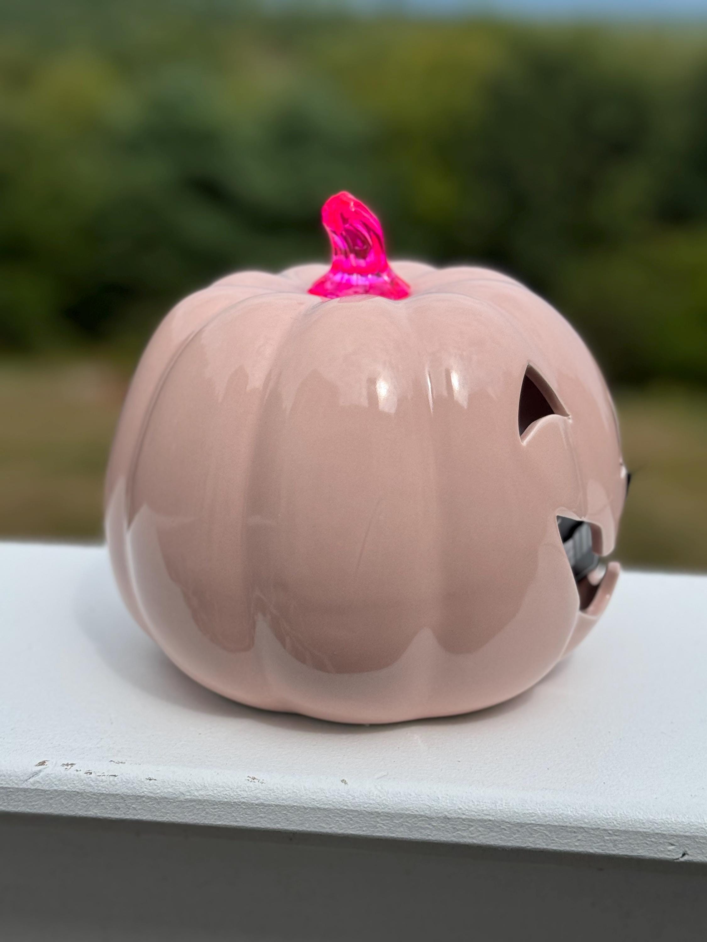 Polish Martha Stewart PINK Ceramic Battery Lighted Jack-o'-lantern