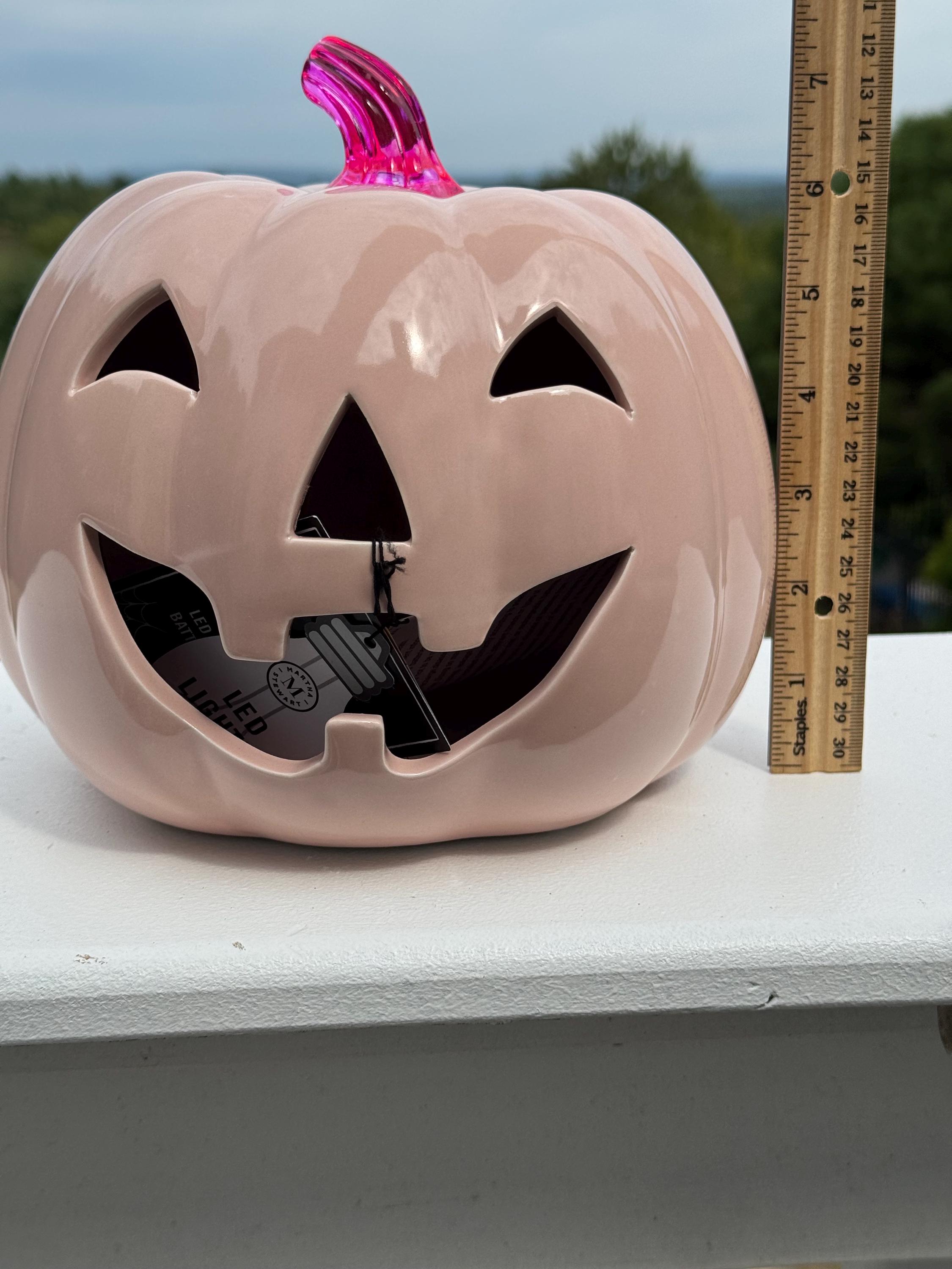 Polish Martha Stewart PINK Ceramic Battery Lighted Jack-o'-lantern