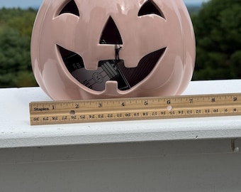 Polish Martha Stewart PINK Ceramic Battery Lighted Jack-o'-lantern