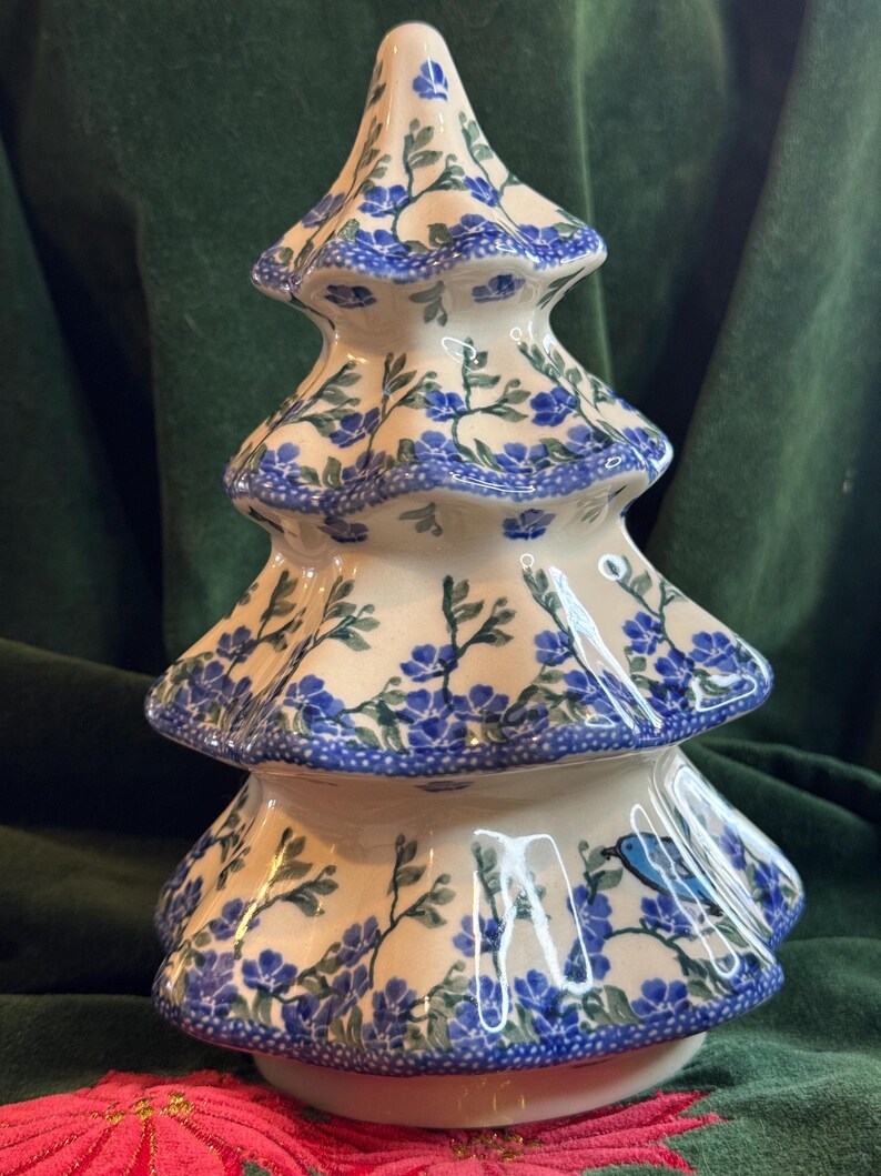 thumbnail image 2 of Original Boleslawiec Pottery Wiza Christmas Tree Ornament Handmade 2 of 13