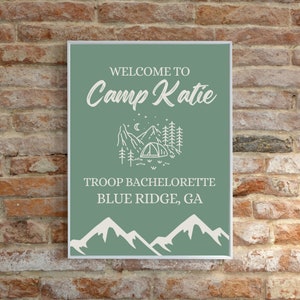 Editable Bachelorette Party Welcome Sign Template, Camp Bachelorette Welcome, Bachelorette Decorations, Instant Download,  Cabin Theme
