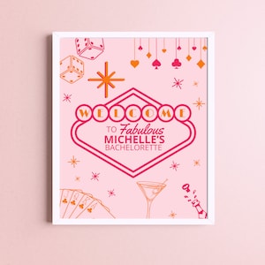 Plantilla editable de letrero de bienvenida para despedida de soltera, despedida de soltera en Las Vegas, decoraciones para despedida de soltera, descarga instantánea, fin de semana de chicas