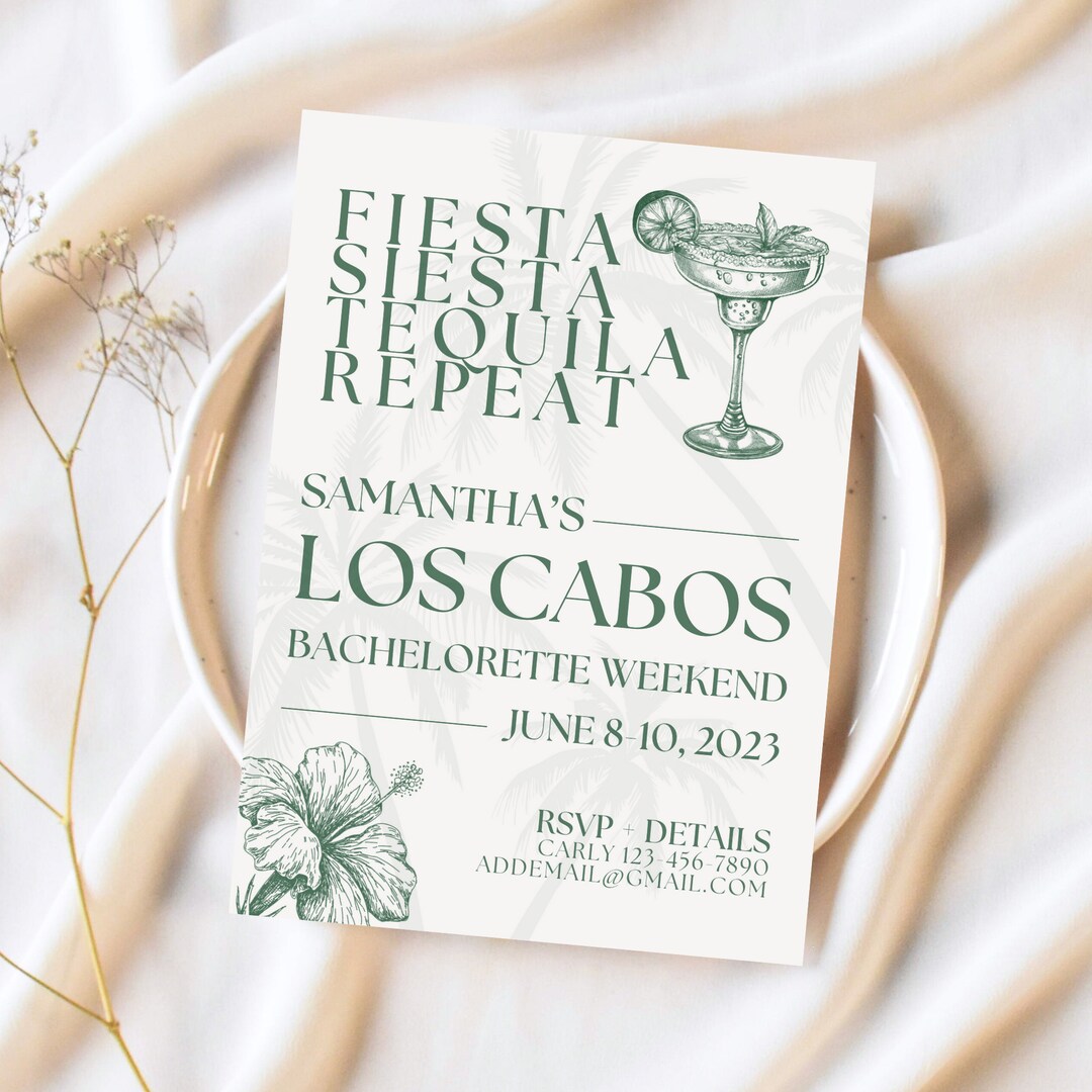 Los Cabos Bachelorette Party Invitation and Itinerary Template, Mexico