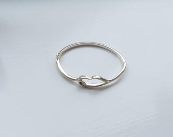 Sterling Silver 925 hinged heart bangle - adult size