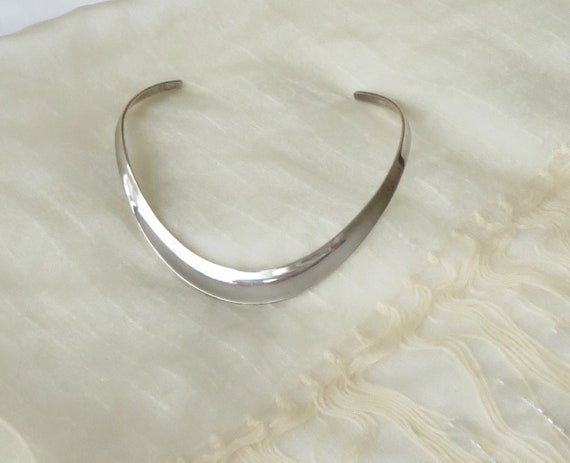 Solid Sterling Silver Torque collar necklace - co… - image 3