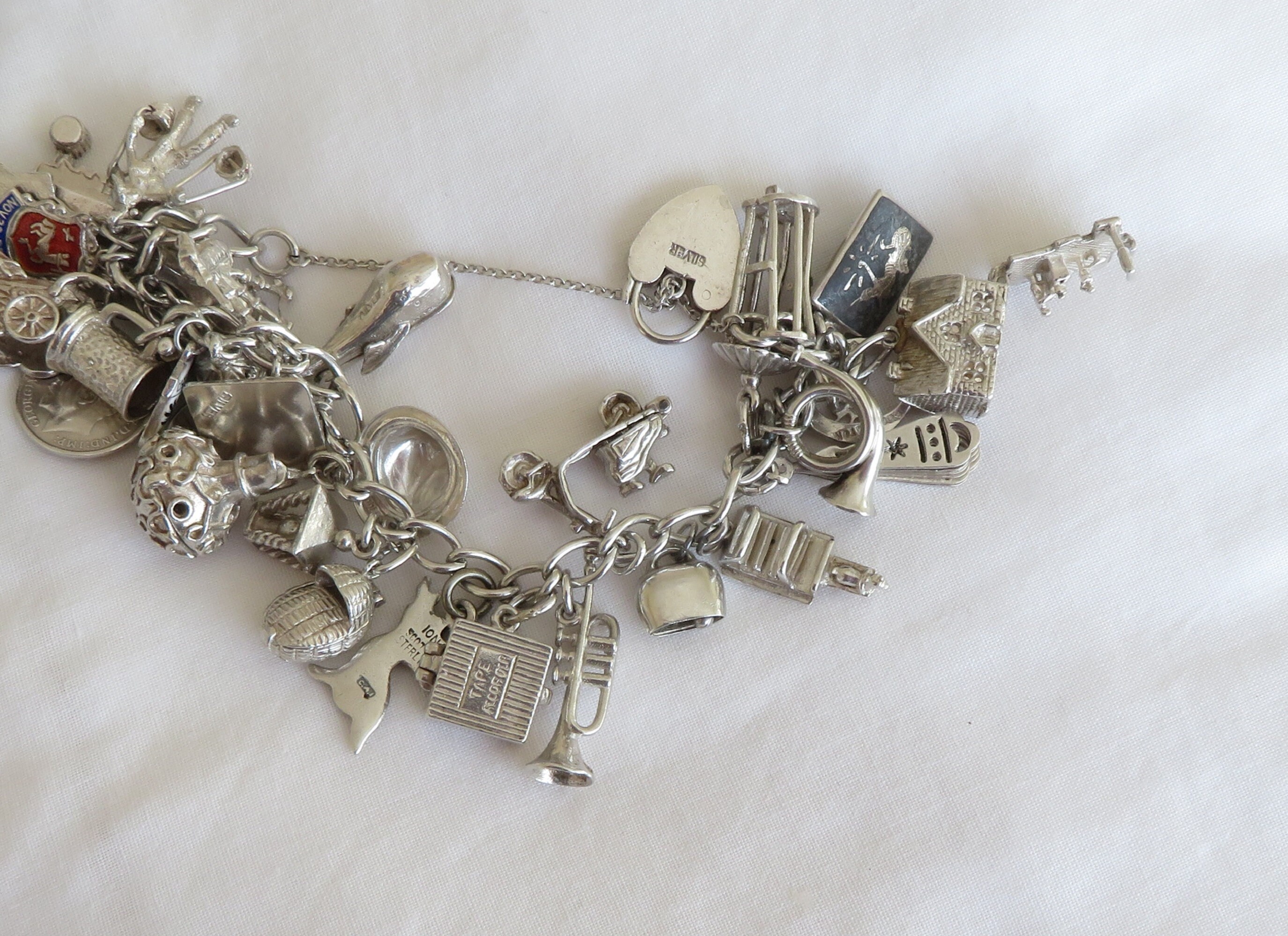 Vintage Sterling Silver Charm Bracelet - 30 Charms, Many Opening ...