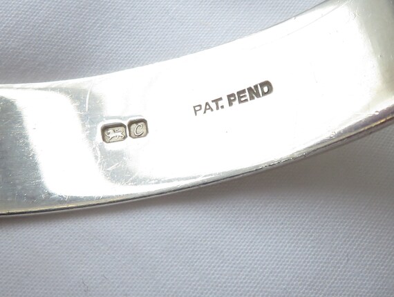 Solid Sterling Silver hinged bangle - full floral… - image 5