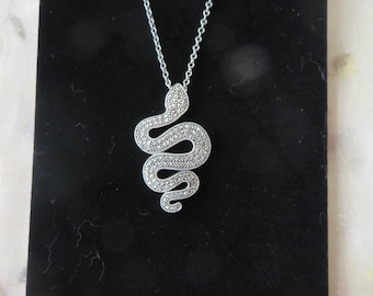 Sterling Silver necklace - snake/serpent set with Marcasite - V&A