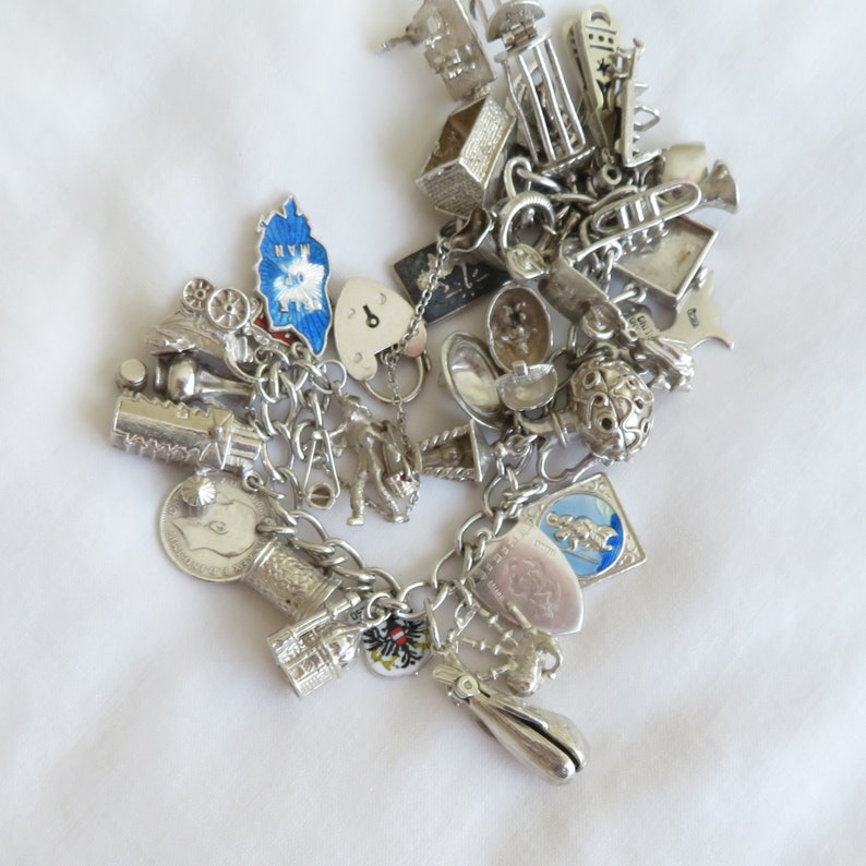 Vintage Sterling Silver Charm Bracelet - 30 Charms, Many Opening ...