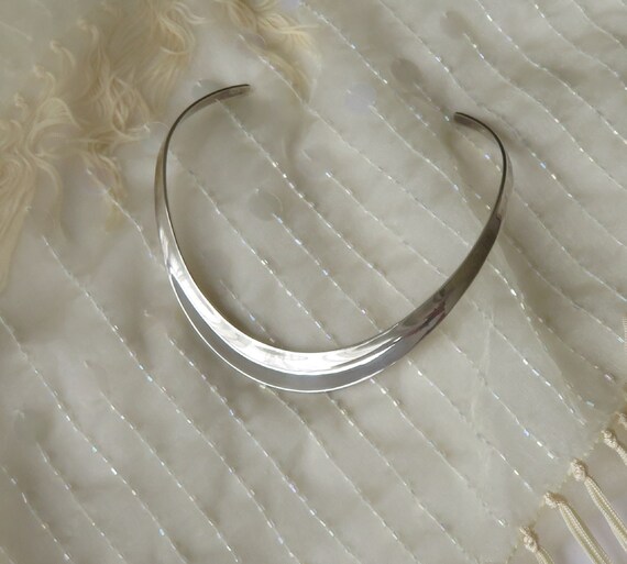 Solid Sterling Silver Torque collar necklace - co… - image 10