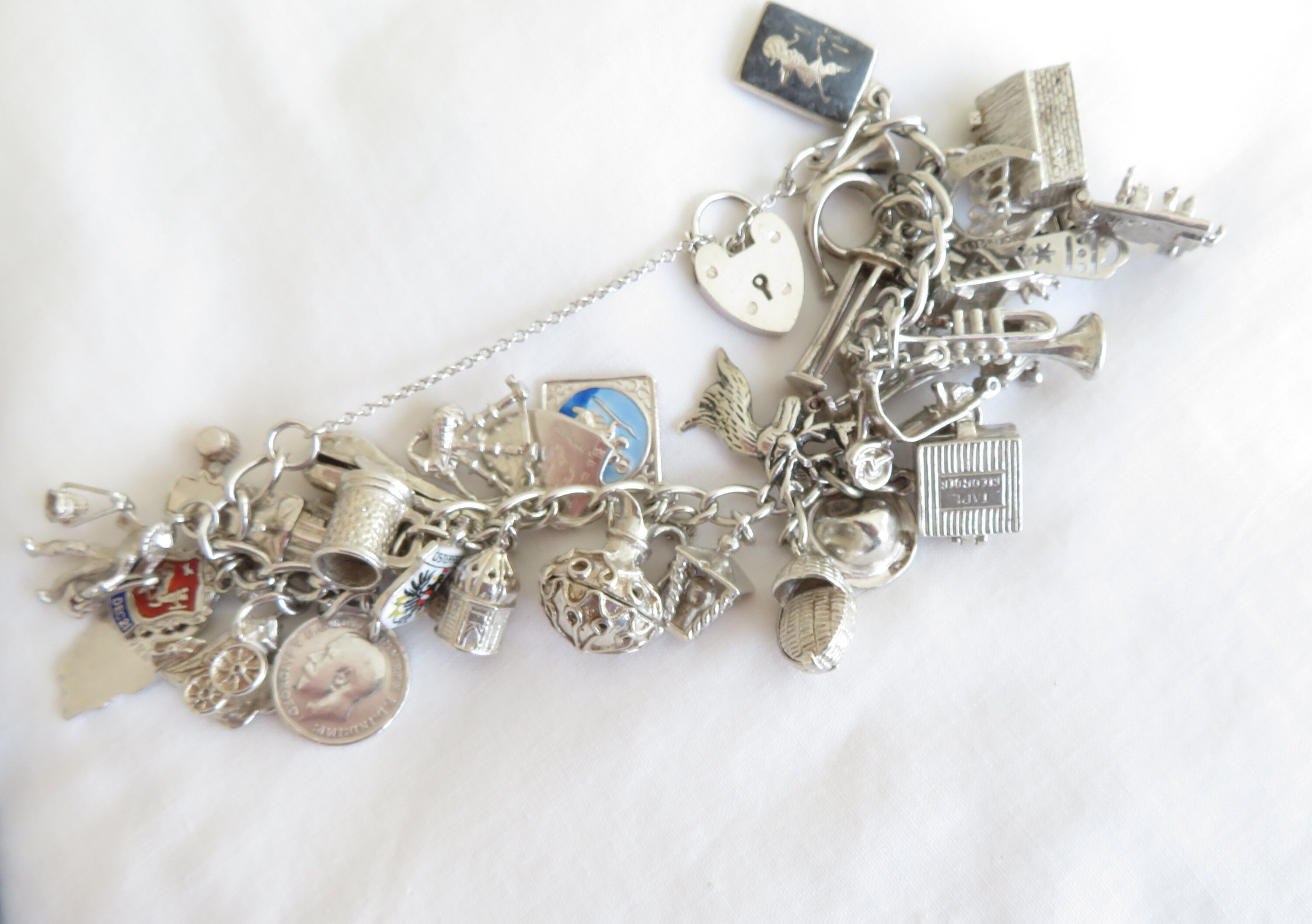 Vintage Sterling Silver Charm Bracelet - 30 Charms, Many Opening ...