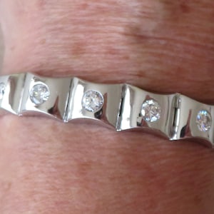 Bracciale in argento sterling con grandi pietre trasparenti - marchiato - gioiellieri di design londinesi