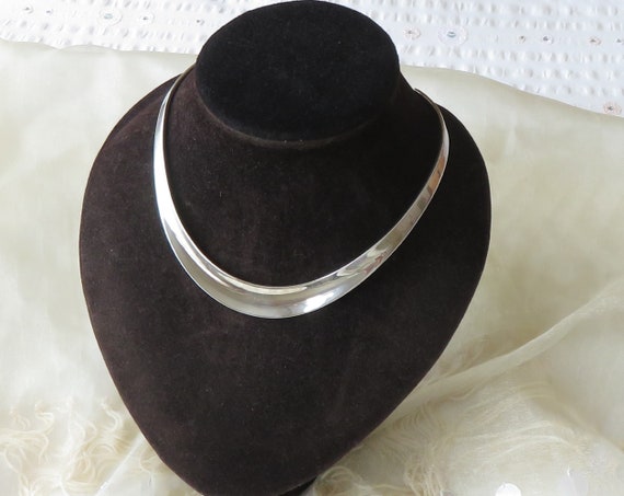 Solid Sterling Silver Torque collar necklace - co… - image 1