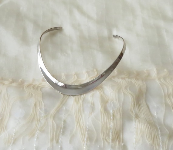 Solid Sterling Silver Torque collar necklace - co… - image 2