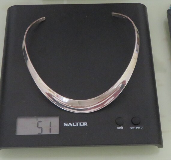 Solid Sterling Silver Torque collar necklace - co… - image 9