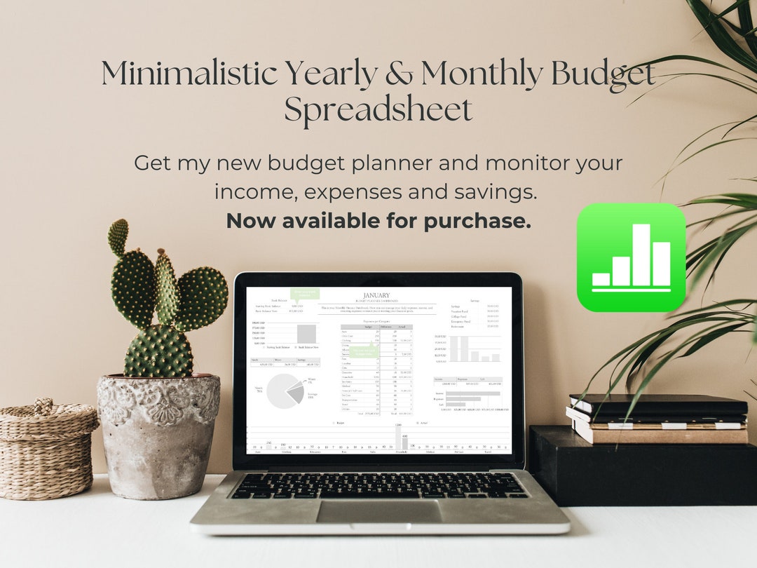 Yearly & Monthly Budget Spreadsheet Apple Numbers, Budget Planner, Finances Planner for Iphone