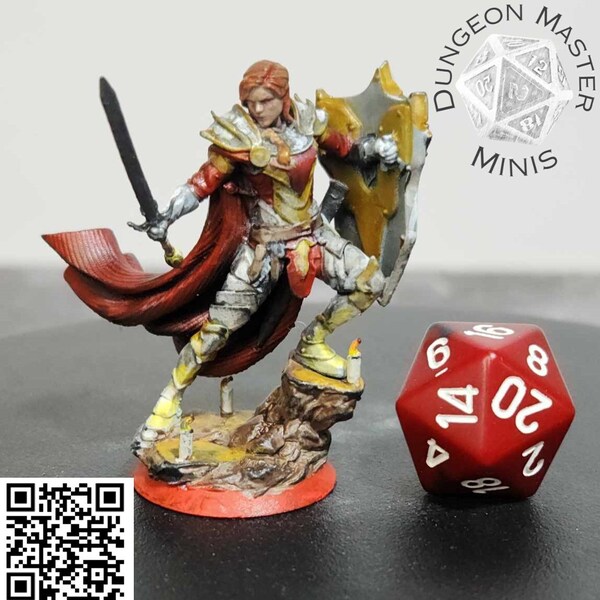 Iohanna Lightheart - Human Paladin | Claymore Miniatures | 3D Printed Minis | Tough Resin | TTRPG | DnD Minis | Pathfinder