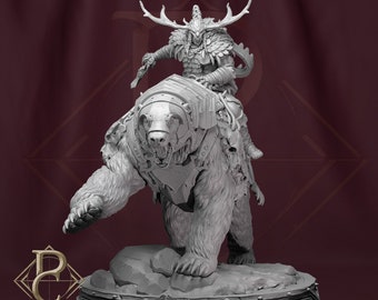 Worfar and the Bear | Parasite Collectibles | 3D Printed Minis | Tough Resin | TTRPG | DnD Minis | Pathfinder | Dungeons and Dragons