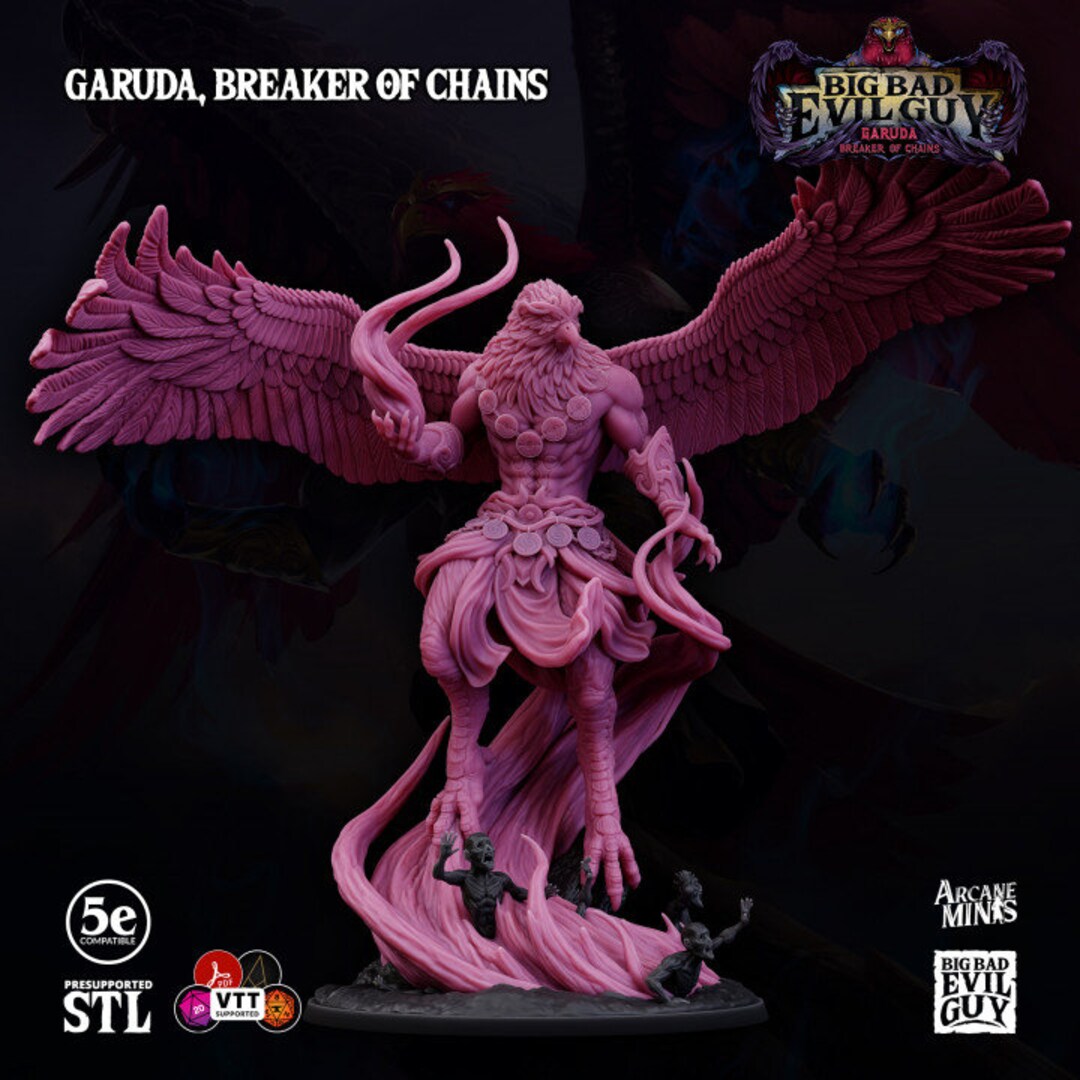 Garuda, Breaker of Chains BBEG Miniatures 3D Printed Minis Tough Resin