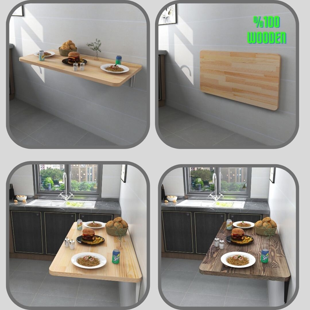 Solid Wooden Wall Mounted Folding Table Wooden Folding Dining - Etsy