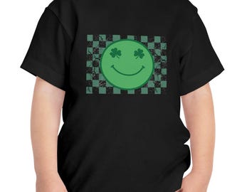 Camiseta de San Patricio para niños pequeños: Ropa con carita sonriente verde
