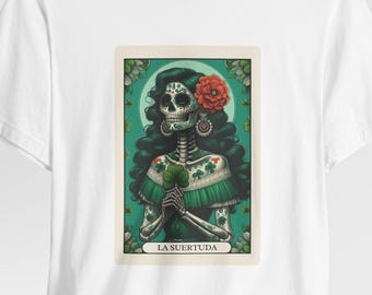 Camiseta unisex La Suerte: Camiseta con tarjeta de lotería del Día de San Patricio