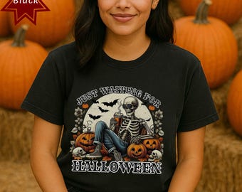 Camiseta vintage de esqueleto con café: camiseta retro de Halloween con colores cómodos