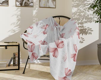 Pink Bow Personalized Velveteen Blanket, Baby Shower Gift