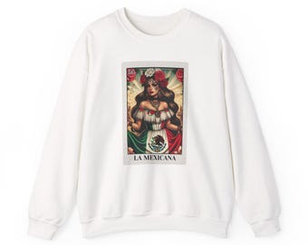 La Mexicana Lotería Card-sweater, Mexican Heritage ronde hals, Latina-sweater, Gildan 18000-trui, Hispanic Pride Gift